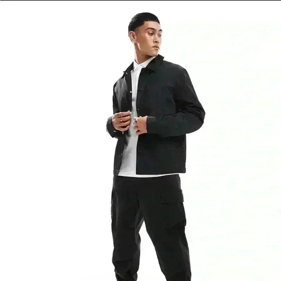 NWOT ASOS Design Lightweight Harrington Jacket Black Oversized Men’s Size Small - Picture 1 of 9